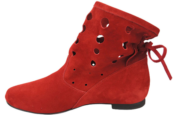 Schuhe Damen-Stiefeletten, natürliches Veloursleder, Rot 160 ElitaBut