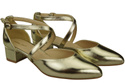Damen Sandalen Echtleder Gold mit Riemen Niedriger Absatz 223 ElitaBut