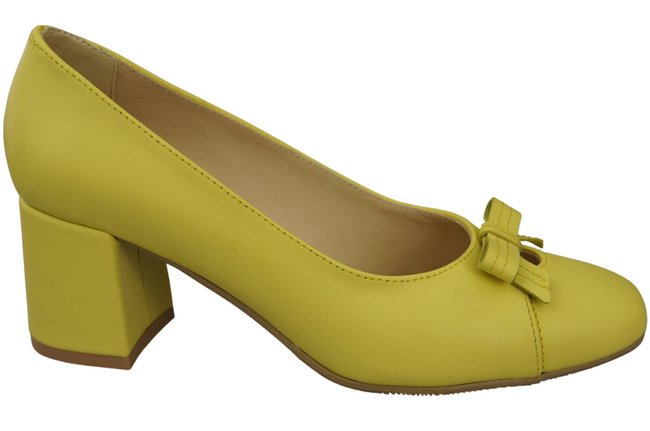 Damen Pumps mit Schleife Zitrone Naturleder und niedrigem Absatz 203 ElitaBut