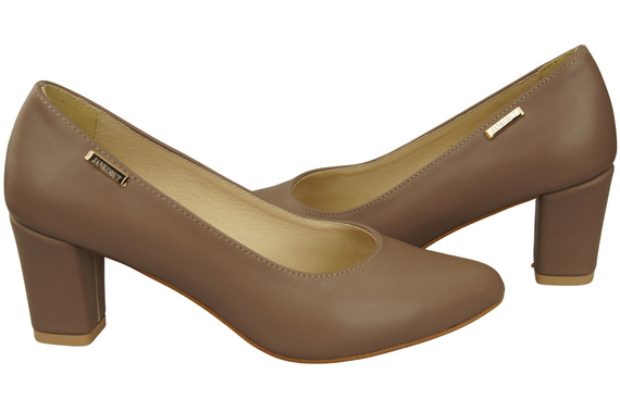 Klassische Glatt Damen Cappuccino Dunkel Naturleder Schuhe 213 ElitaBut