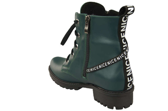 Schuhe Damen-Stiefeletten mit der Aufschrift NICE, Naturleder, Malachit 173 von ElitaBut