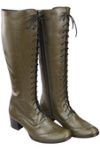 Damenschuhe Schnürstiefel, Naturleder, Olive 595 ElitaBut