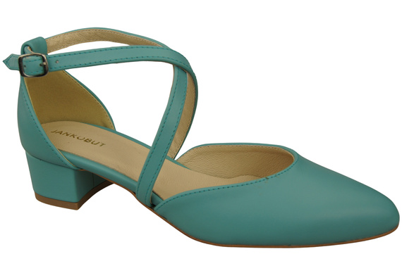 Damen Sandalen Echtleder Türkis mit Riemen Niedriger Absatz 223 ElitaBut