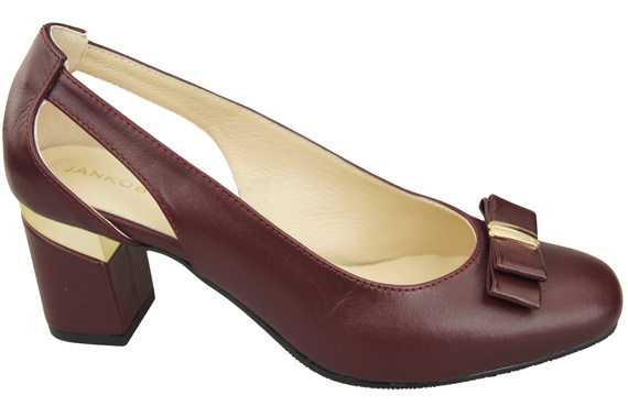 Schuhe Damen Burgunderrote Pumps aus Naturleder mit dekorativem Absatz 199 ElitaBut