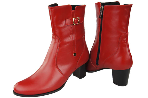 Damenstiefel, warm, Naturleder, Rot 882 von ElitaBut