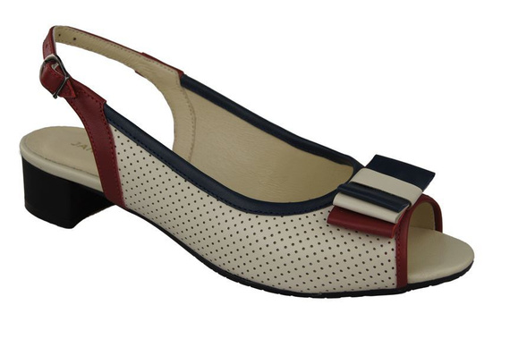 Damenschuhe Durchbrochene Sandalen Naturleder Rot Marineblau Beige 731 ElitaBut