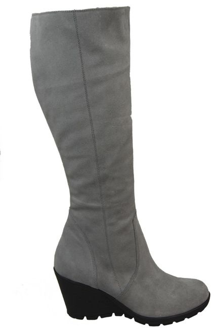 Schuhe Damenstiefel mit Keilabsatz, Naturveloursleder 745, Grau ElitaBut