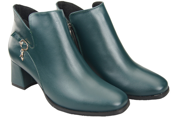 Damen-Stiefeletten ElitaBut 226 Malachit aus Naturleder, gefüttert, eckige Zehenkappe, Blockabsatz