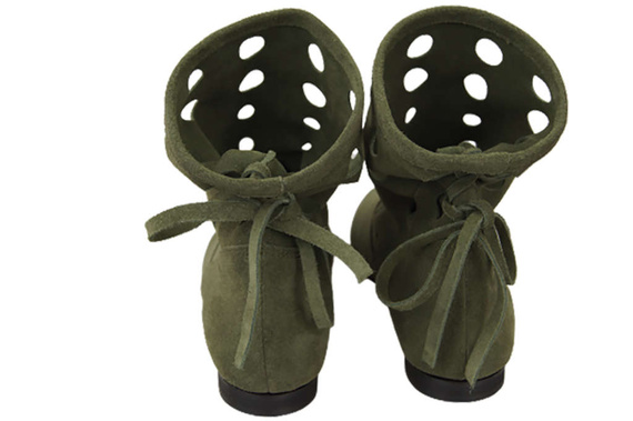 Schuhe Damen-Stiefeletten, natürliches Veloursleder, Flaschengrün 160 ElitaBut