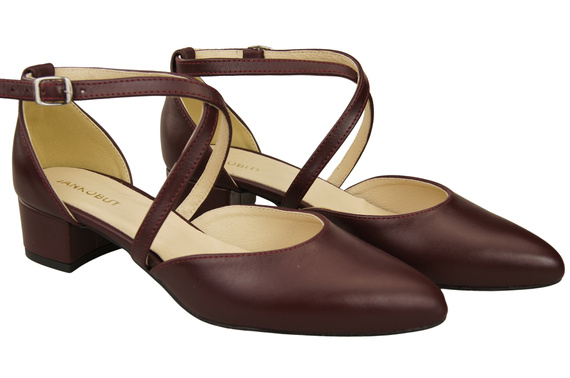 Damen Sandalen Echtleder Burgund mit Riemen Niedriger Absatz 223 ElitaBut