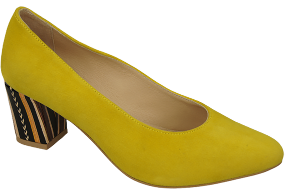 Damenschuhe Zitronenpumps Natürliches Wildleder mit dekorativem Absatz 158 von ElitaBut