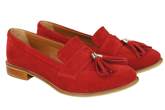 Schuhe Damen Mokassins Naturveloursleder Rot 134 ElitaBut