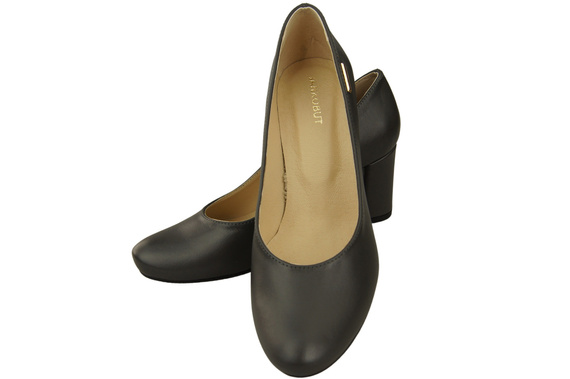 Klassische Damen Graphite Leder Mandel Nase Pumps 201 ElitaBut