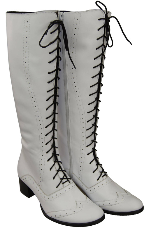 Damenschuhe Schnürstiefel, Naturleder, Weiß 595 ElitaBut