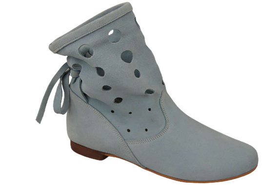 Schuhe Damen-Stiefeletten, natürliches Veloursleder, Blau 160 ElitaBut