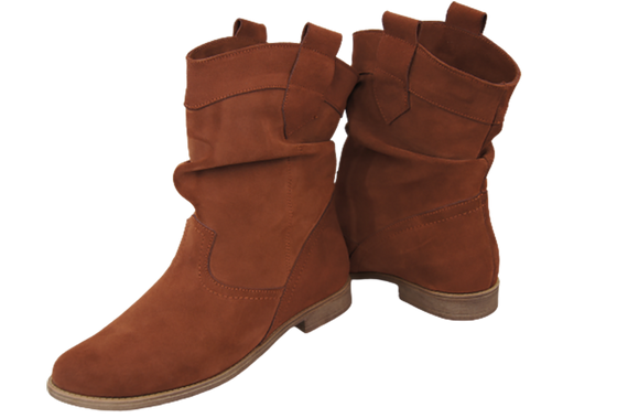 Schuhe Damen-Stiefeletten Frühling/Herbst Naturveloursleder Kastanie 117 L ElitaBut