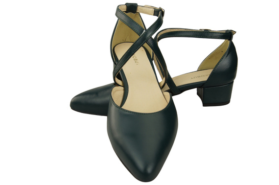 Damen Sandalen Echtleder Malachit mit Riemen Niedriger Absatz 223 ElitaBut