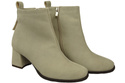 Damen Stiefeletten Beige aus Veloursleder, stabiler Blockabsatz, Reißverschluss 224 ElitaBut