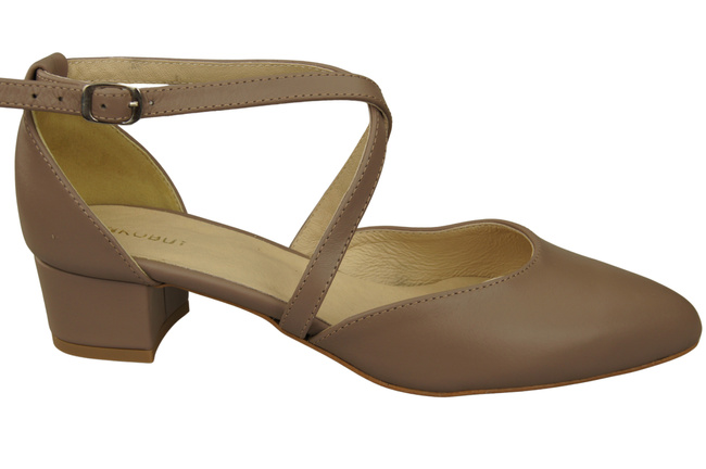 Damen Sandalen Echtleder Cappuccino Dunkel mit Riemen Niedriger Absatz 223 ElitaBut