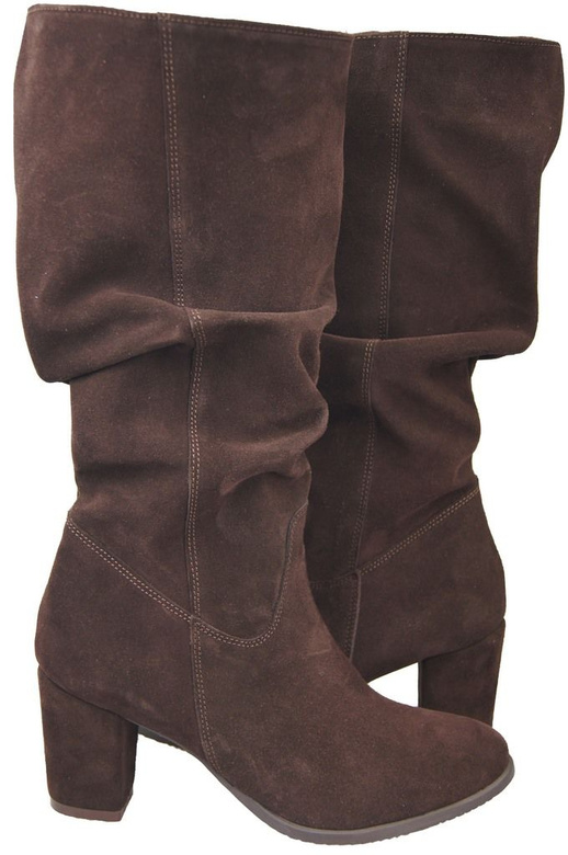 Schuhe Damenstiefel, Naturleder, Velours 141 Chocolate ElitaBut