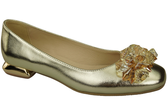 Damen Gold Pumps mit Kristallen flach Naturleder 216 ElitaBut