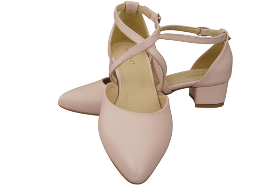 Damen Sandalen Echtleder Puderrosa mit Riemen Niedriger Absatz 223 ElitaBut