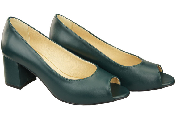 Damenschuhe PEEP TOE Malachit Pumps Naturleder mit beschichtetem Absatz 192 ElitaBut