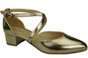 Damen Sandalen Echtleder Gold mit Riemen Niedriger Absatz 223 ElitaBut