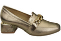 Damenschuhe mit Zierkette Pumps Mokassins Naturleder 193 Gold ElitaBut