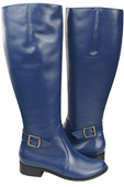 Damen-Lederstiefel Marineblau Gefüttert Offiziersstiefel, Flach 225 ElitaBut