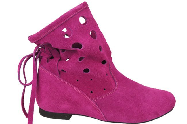 Schuhe Damen-Stiefeletten, natürliches Veloursleder, Lila 160 ElitaBut