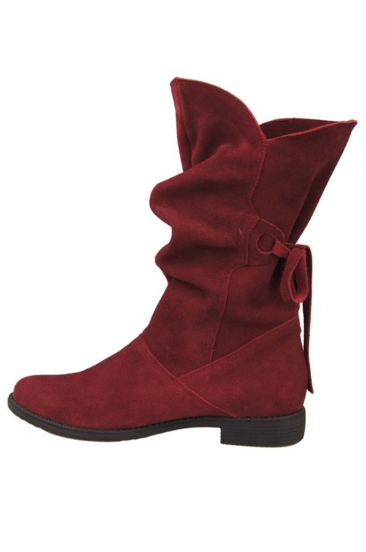 Damenstiefel Frühling / Herbst, natürliches Veloursleder, Burgunderrot 999 L ElitaBut