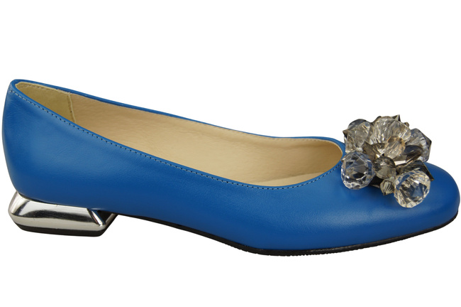 Damen Blau Pumps mit Kristallen flach Naturleder 216 ElitaBut