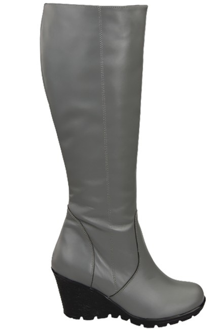 Damenschuhe Keilstiefel, Naturleder, Grau 745 ElitaBut