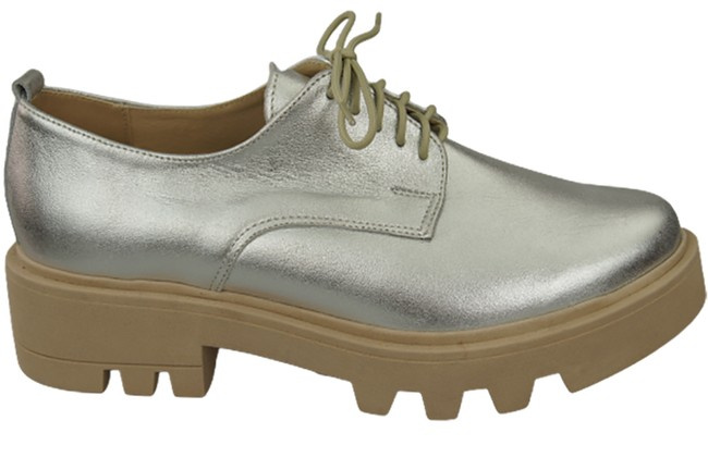 Schuhe Damen Schnürschuhe Silber Leder Natur 180 ElitaBut