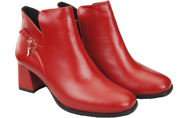 Damen-Stiefeletten ElitaBut 226 Rot aus Naturleder, gefüttert, eckige Zehenkappe, Blockabsatz