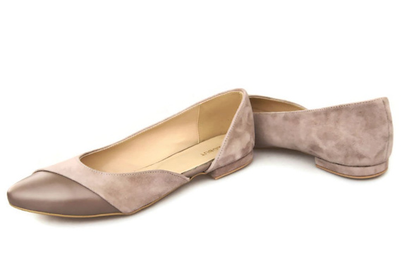 Damenschuhe Ballerina Cappuccino, Naturleder, Wildleder 146 ElitaBut