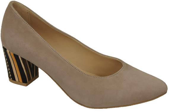 Damenschuhe Cappuccino-Pumps Natürliches Wildleder Dekorativer Absatz 158 Von ElitaBut