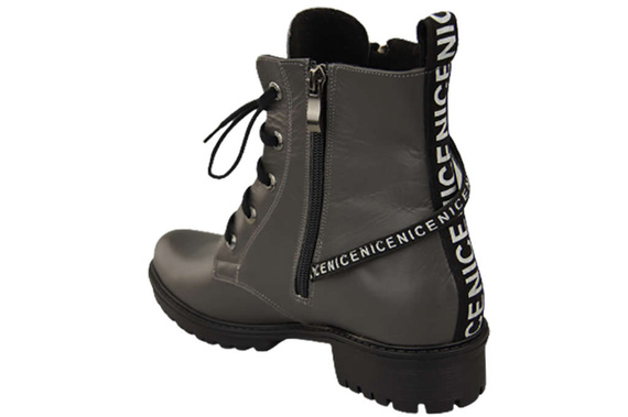 Schuhe Damen-Stiefeletten mit der Aufschrift NICE, Naturleder, Graphit 173 L ElitaBut