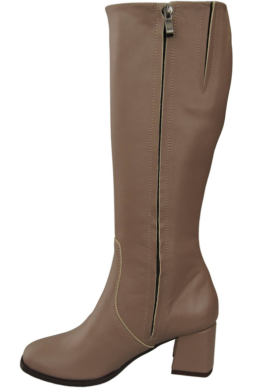 Bequeme Damen Cappuccino Dunkel Niedrig Absatz Stiefel Naturleder 212 ElitaBut