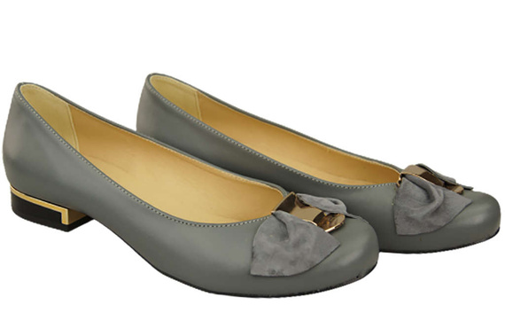 Damen-Ballerinas, Naturleder, Grau 894 ElitaBut