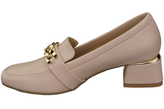 Damenschuhe mit Zierkette Pumps Mokassins Naturleder 193 Puderrosa ElitaBut