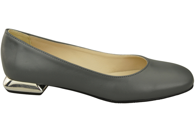 Flache Frauen Schuhe Aschgrau Dekorative Ferse Naturleder 209 ElitaBut