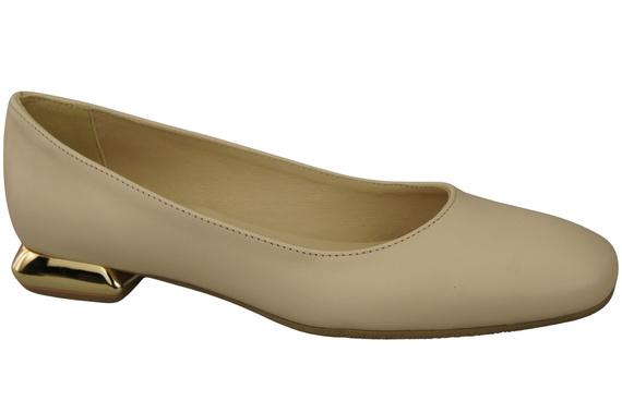 Flache Frauen Schuhe Beige Dekorative Ferse Naturleder 209 ElitaBut