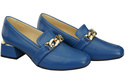 Damenschuhe mit Zierkette Pumps Mokassins Naturleder 193 Blau ElitaBut