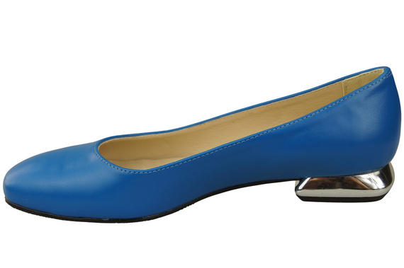 Flache Frauen Schuhe Blau Dekorative Ferse Naturleder 209 ElitaBut