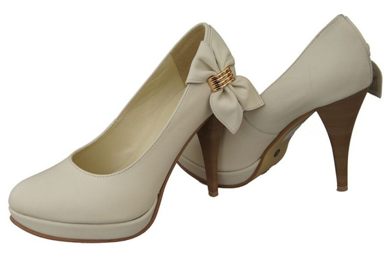 Damenschuhe Plateaupumps, Naturleder, Beige 976 ElitaBut