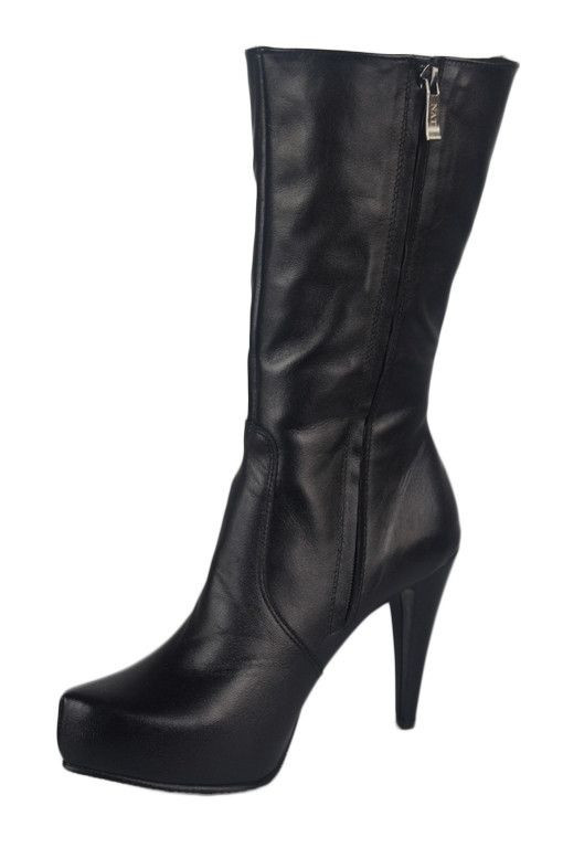 Schuhe Damen-Halbstiefel, Naturleder, Schwarz 695 ElitaBut