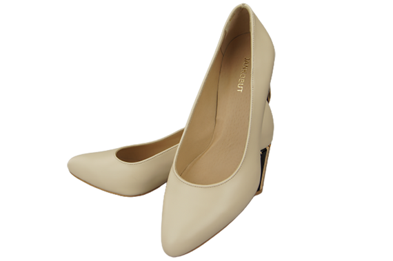 Damenschuhe Beige Pumps Naturleder mit Zierabsatz 158 ElitaBut