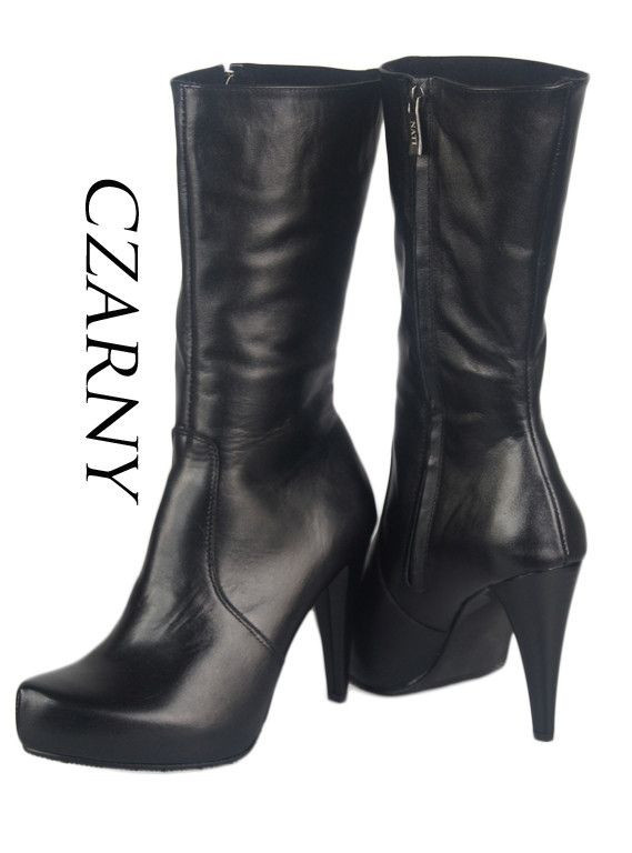 Schuhe Damen-Halbstiefel, Naturleder, Schwarz 695 ElitaBut